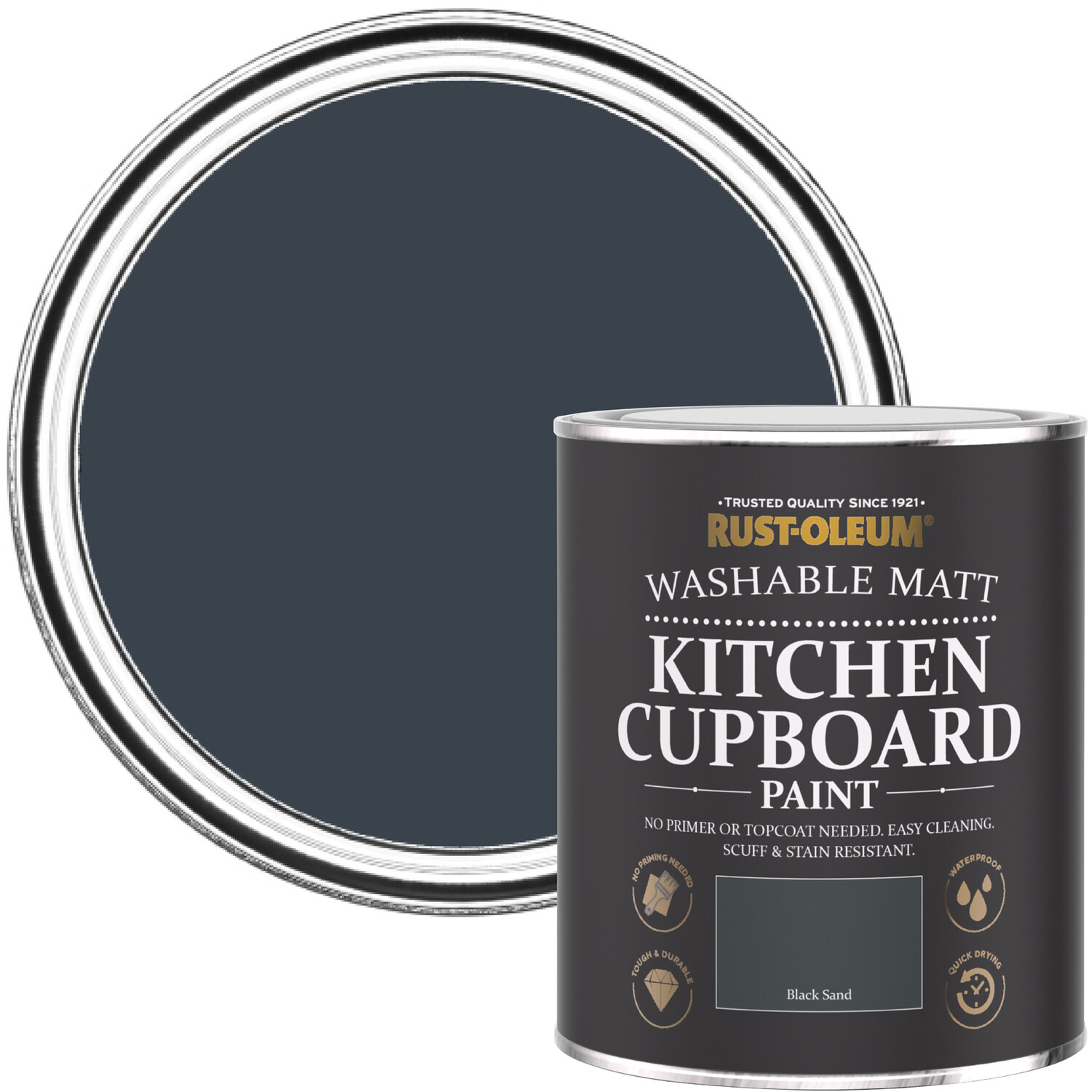 Rust-Oleum Black Sand Kitchen Cupboard Paint 750ml Image 1