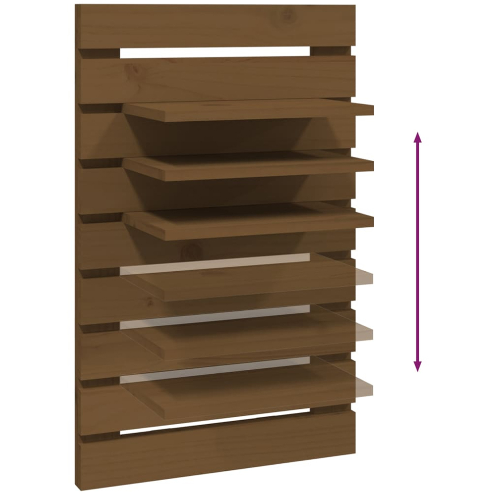 vidaXL Honey Brown Adjustable Wall-Mounted Bedside Shelf Set of 2 Image 7