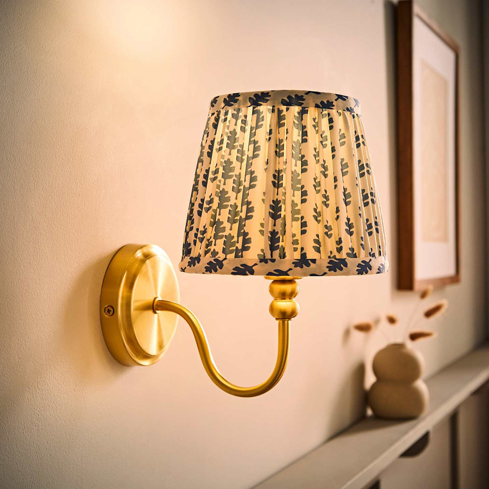 ValueLights Binky Blue Floral Shade Gold Rechargeable Wall Light with Bulb 2 Pack Image 6