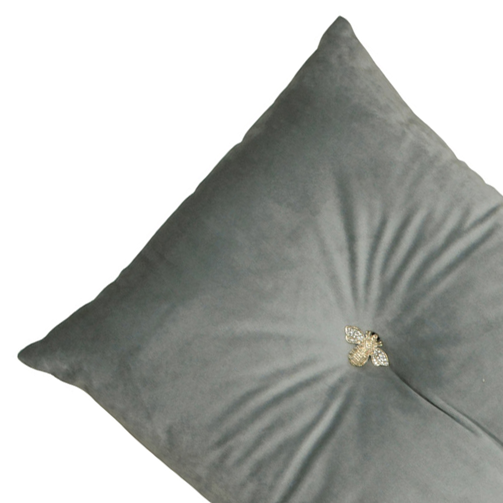 Paoletti Bumble Bee Silver Velvet Cushion Image 2