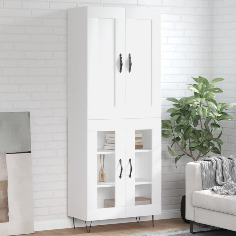 vidaXL 4 Door White Highboard Image 1