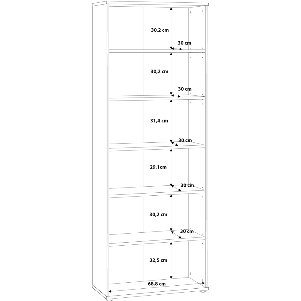 Florence Essential 5 Shelf Vintage Oak Wide Bookcase Image 8