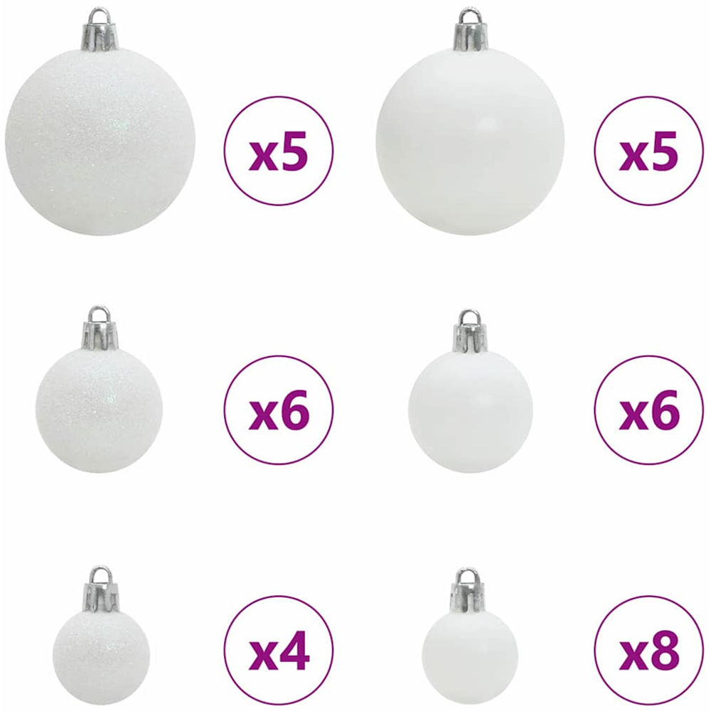 vidaXL Pre-Lit White Baubles Black Artificial Christmas Tree 4ft Image 9