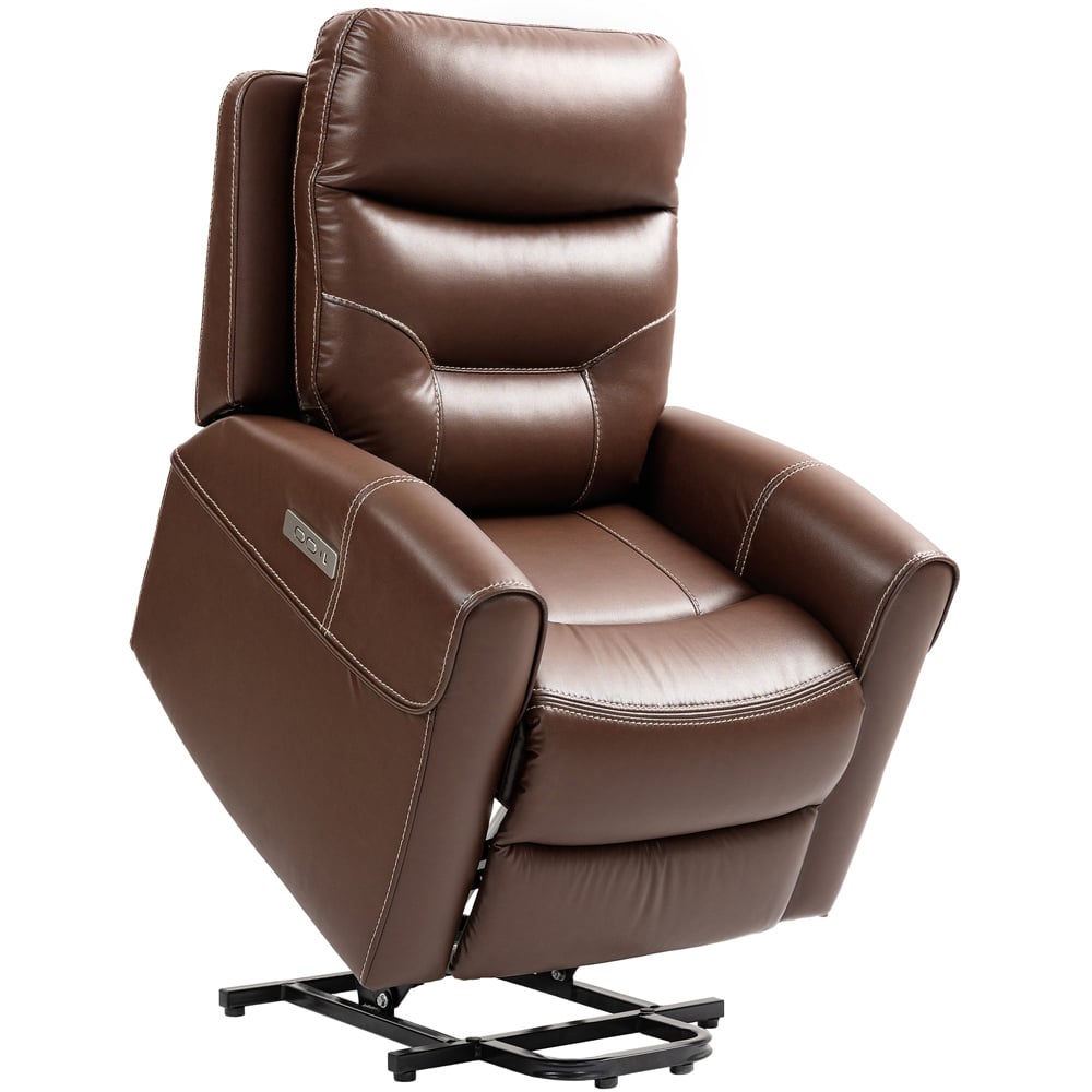 Portland Brown Overstuffed Riser and Recliner Chair with USB Ports Image 2