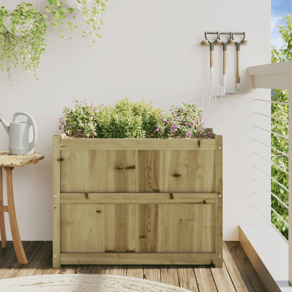 vidaXL Brown Pine Wood Raised Garden Bed 70 x 90 x 50cm Image 2