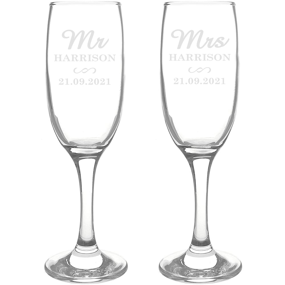 Personalised Memento Personalised Mr and Mrs Pair of Flutes Image 1