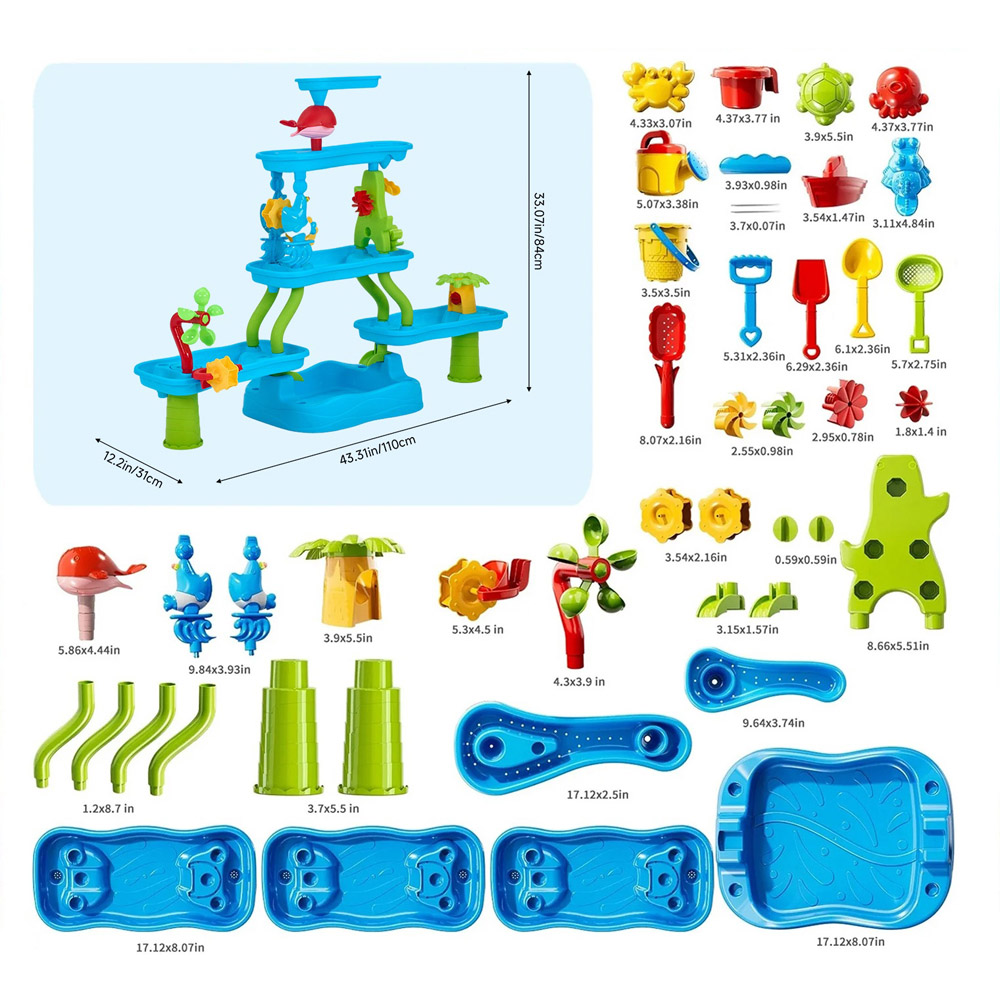 H&O Direct 5-Tier 43 Piece Kids Sand and Water Play Table Set Image 6