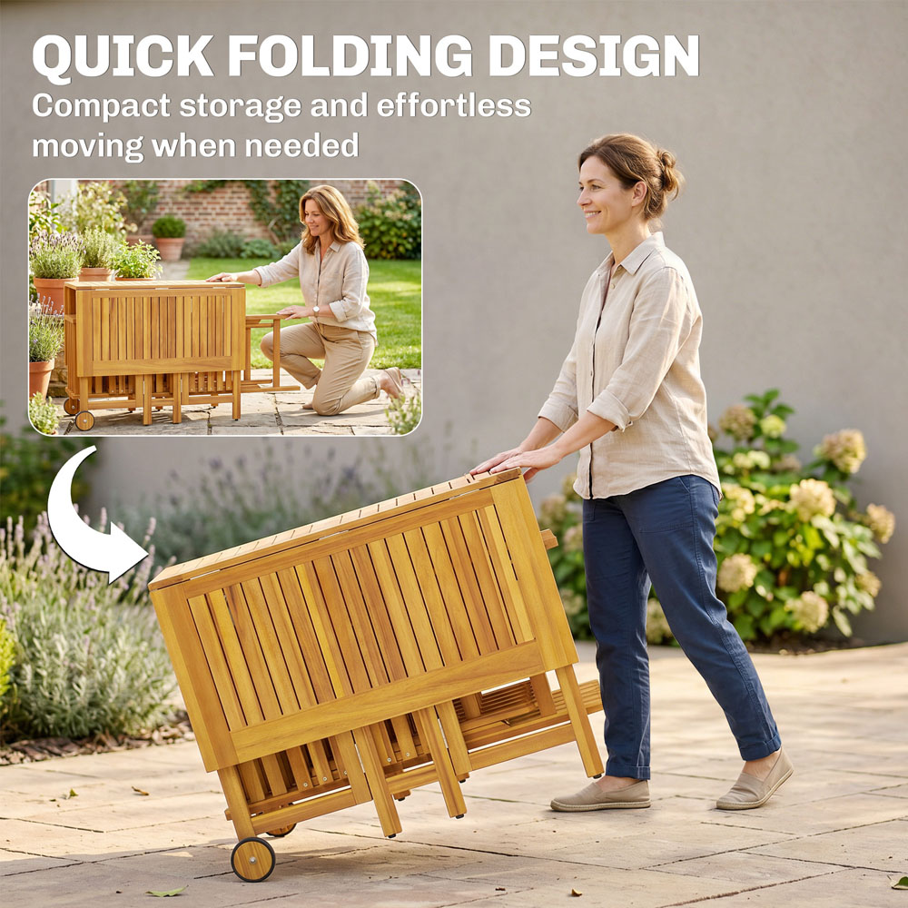 Outsunny 6 Seater Extendable Garden Dining Set Natural Image 2