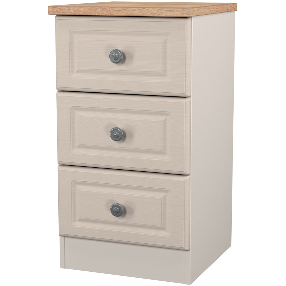 Crowndale Norfolk 3 Drawer Kashmir Ash and Bardolino Oak Bedside Cabinet Ready Assembled Image 3