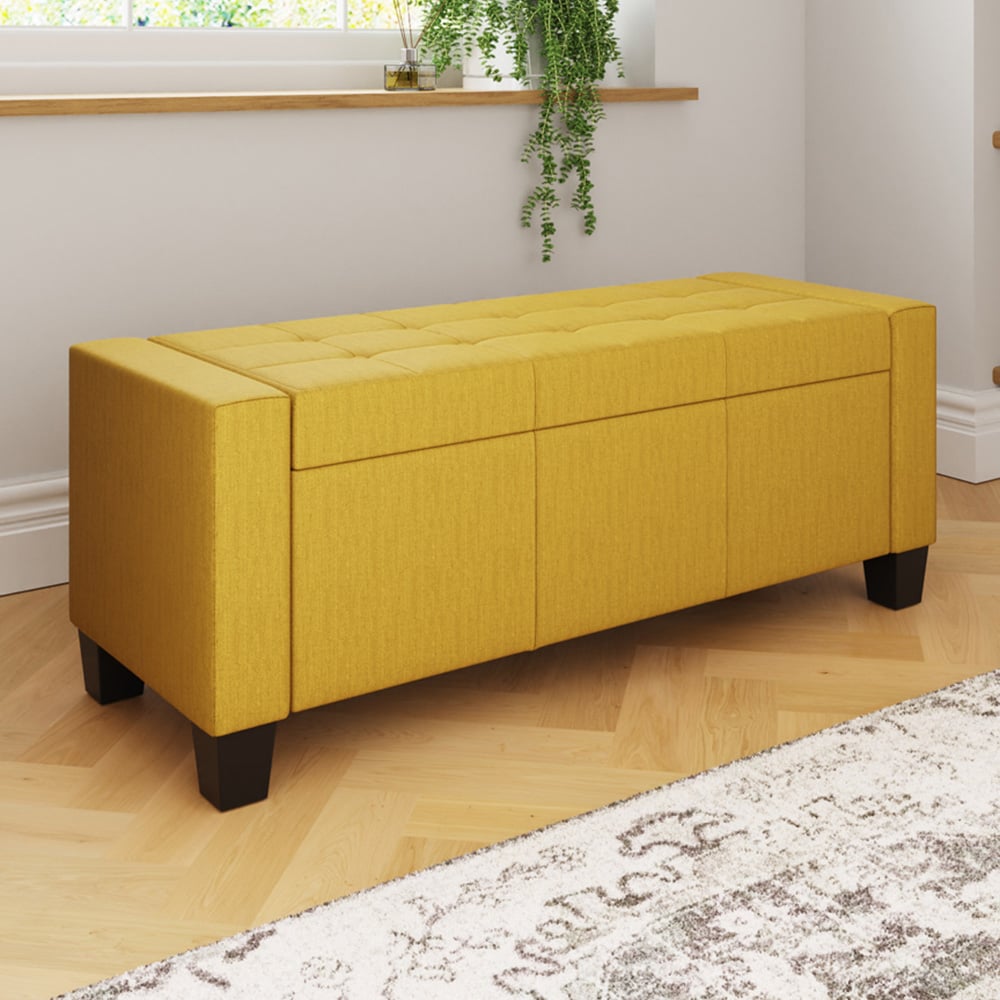 GFW Verona Mustard Ottoman Storage Bench Image 1