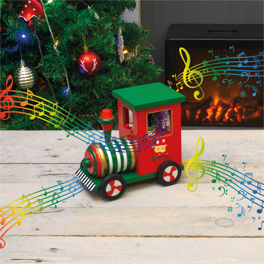 St Helens Multicolour Wooden Train Music Box Image 2