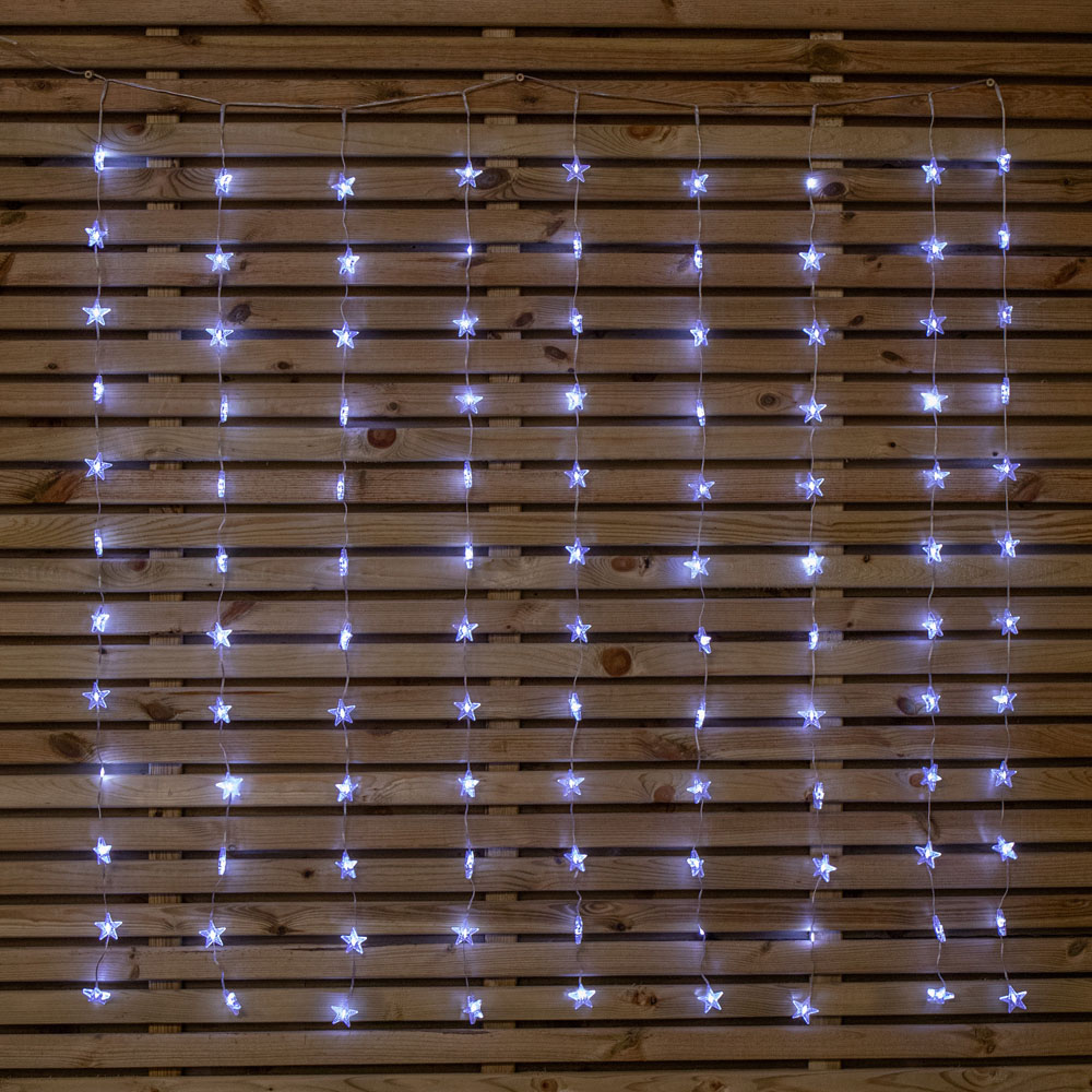 Samuel Alexander 108 White LED Christmas Star Curtain Lights 1.2 x 1.2m Image 1