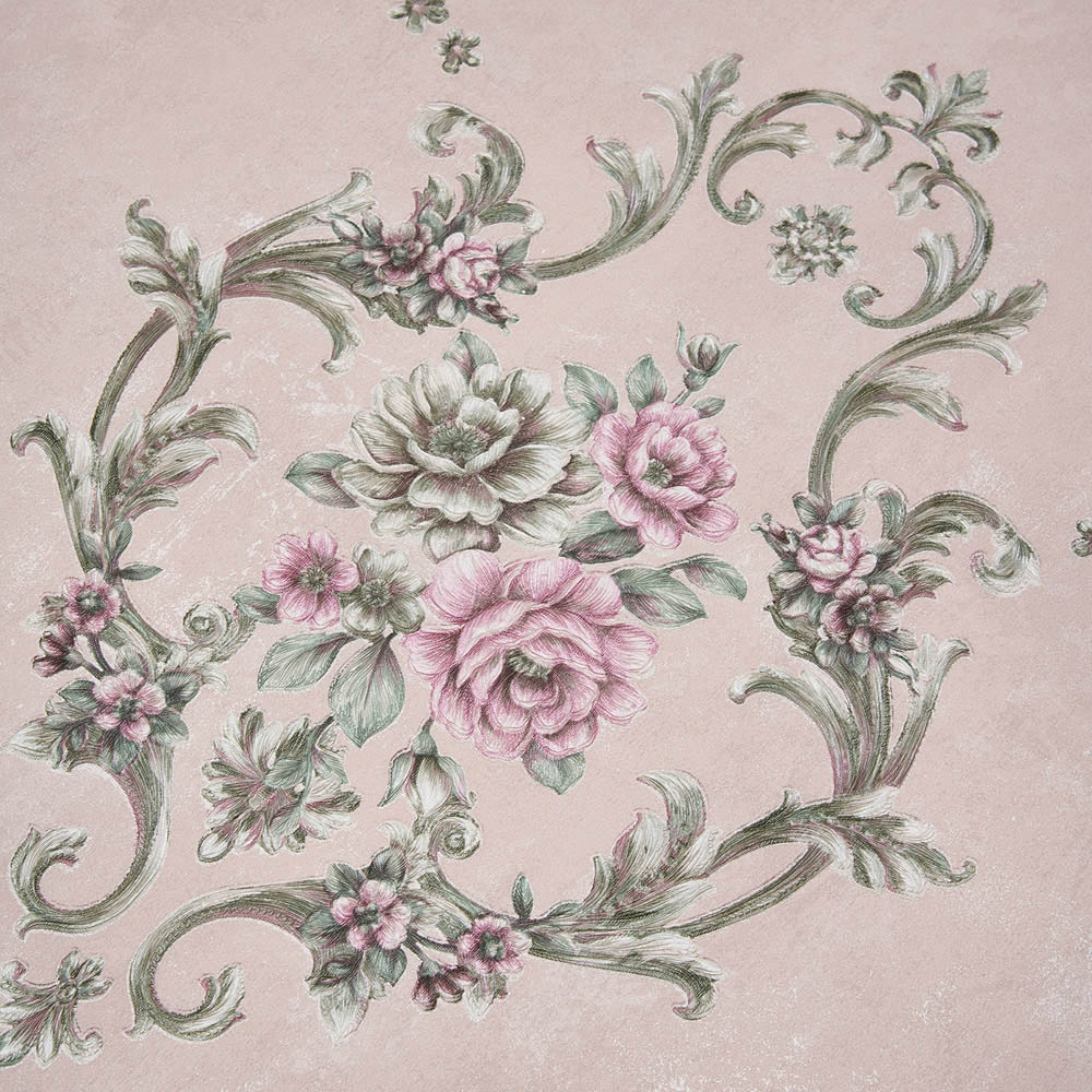 Living and Home Floral Pattern Rectangle 3D Embossed Dusty Rose Non-Pasted Wallpaper Image 6