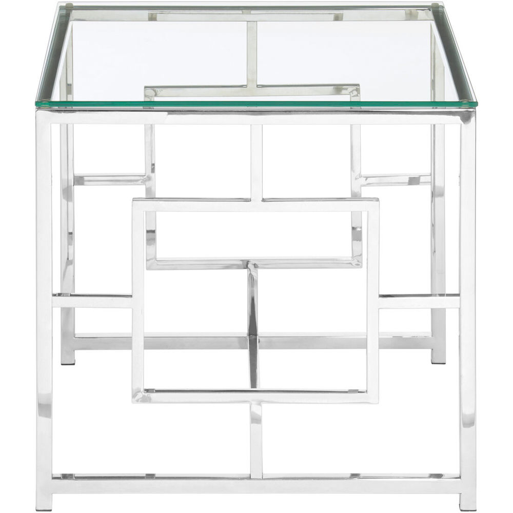 Premier Housewares Clear Glass Top and Silver Base End Table Image 2