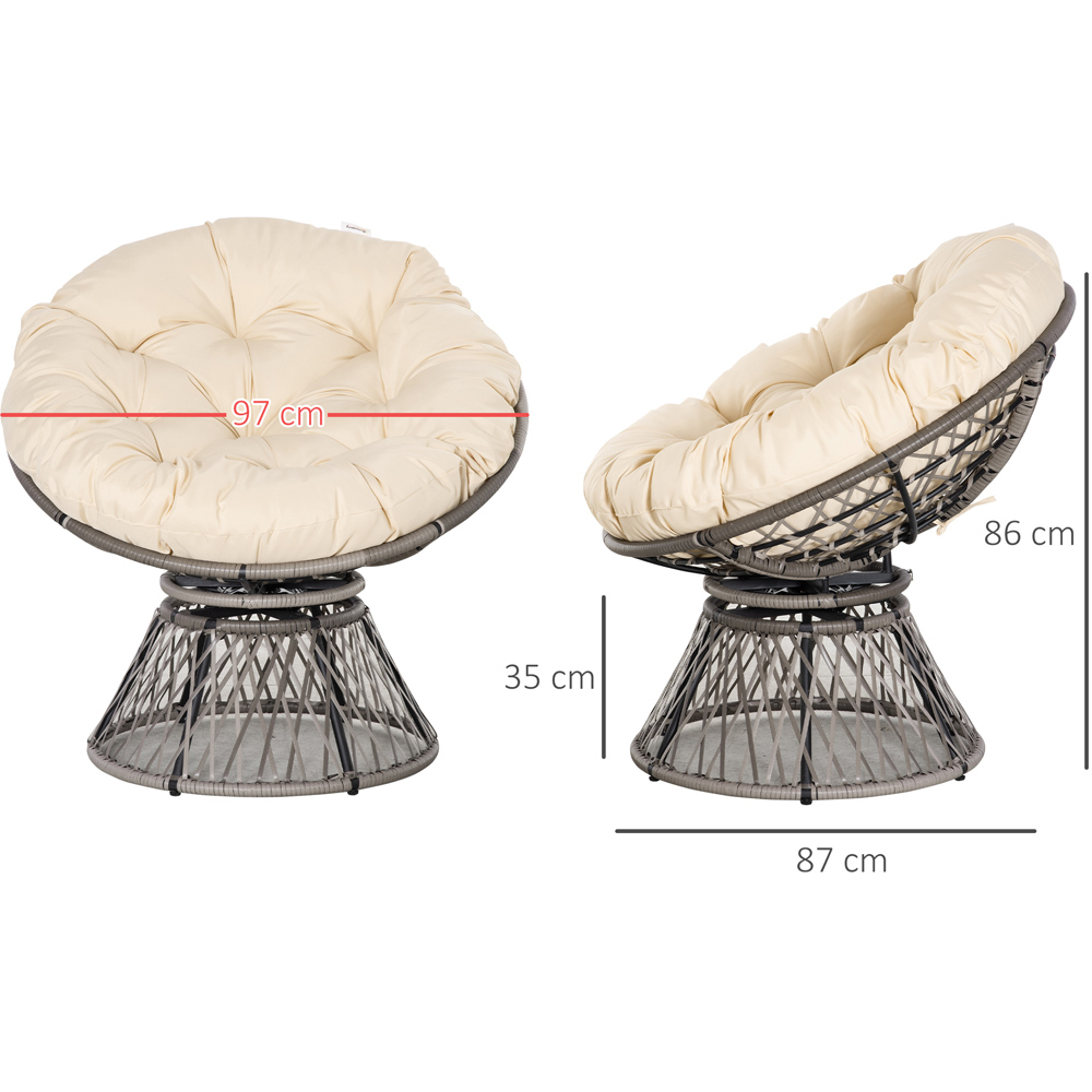 Outsunny 360° Swivel Rattan Chair with Padded Cushion Image 8