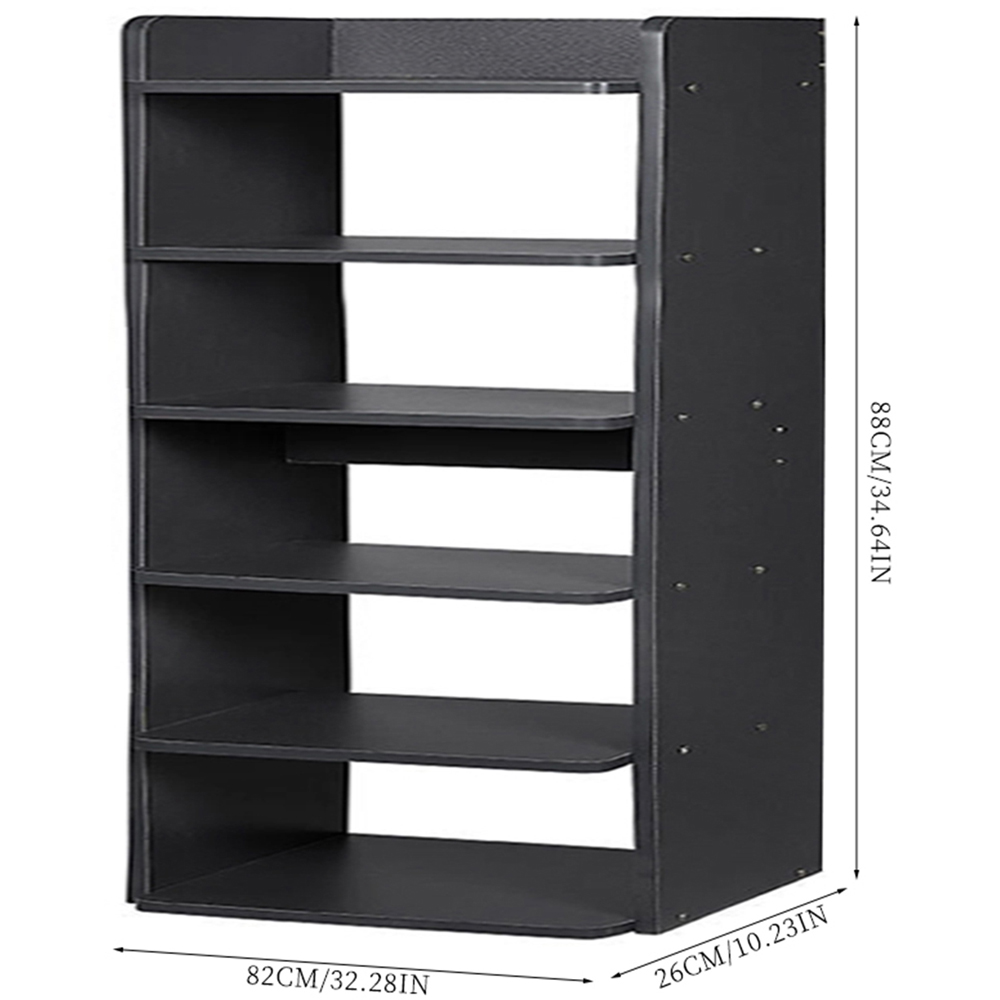 Living and Home 6 Shelf Black Wide Shoe Rack with Raised Guardrail Image 8