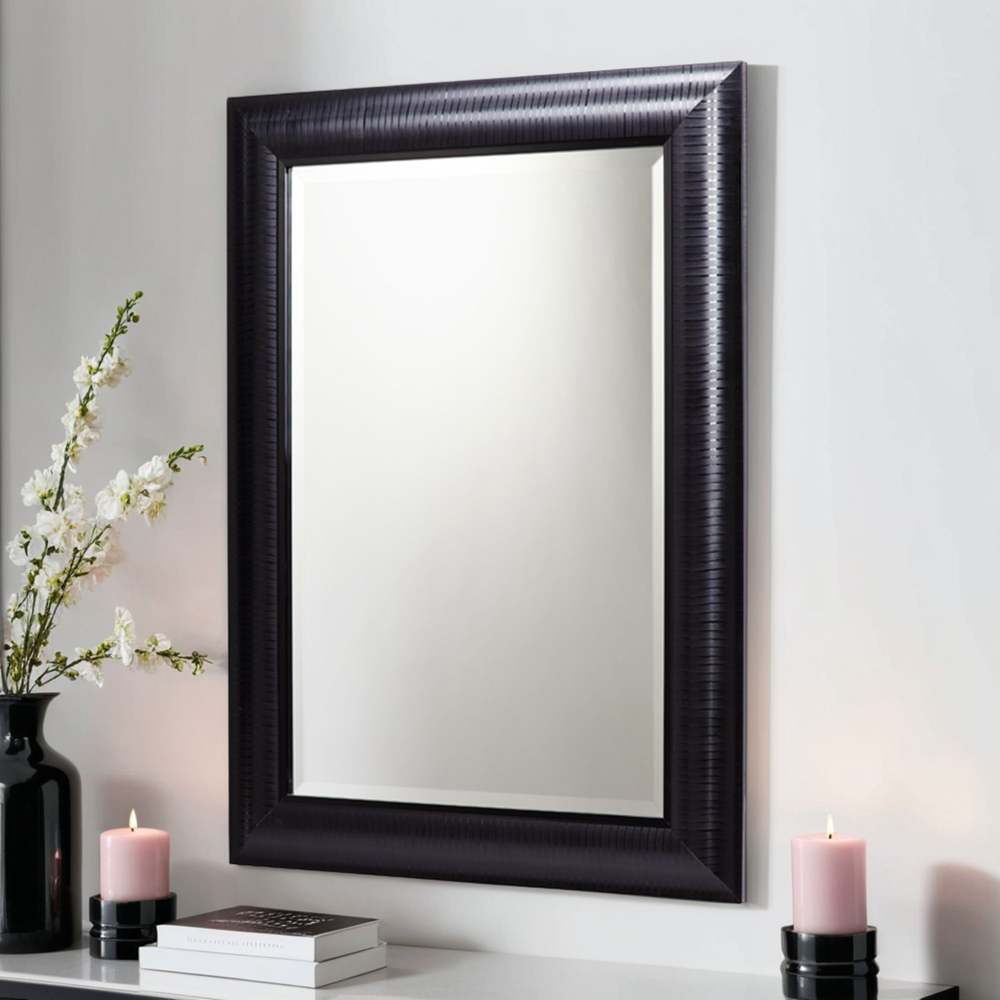 Yearn Black Textured Wall Mirror 92 x 67cm Image 2