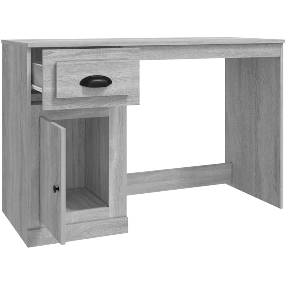 vidaXL Single Door Single Drawer Computer Desk Grey Image 5