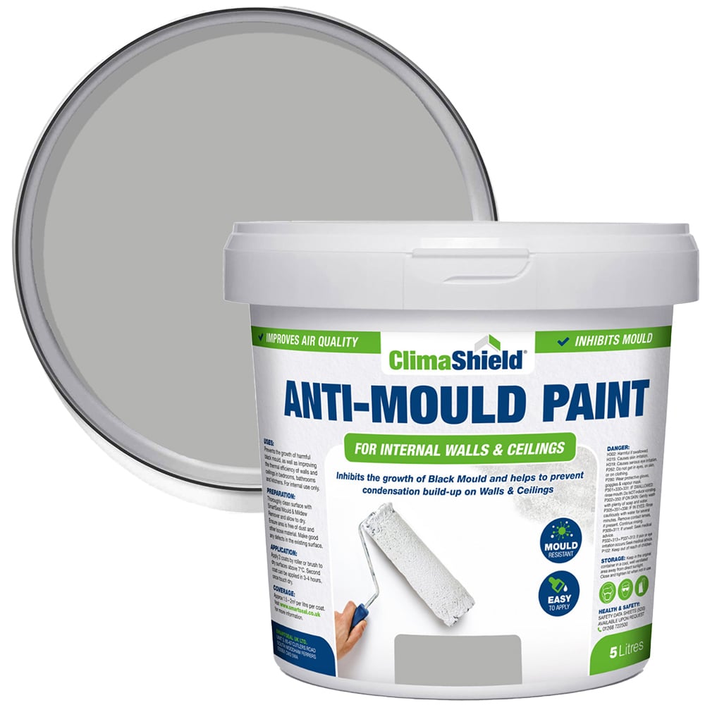 SmartSeal Wessex Stone Light Grey Anti Mould Paint 5L Image 1