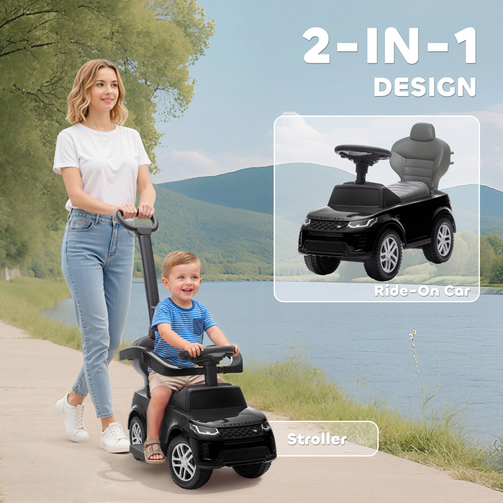Tommy Toys AIYAPLAY 2-in-1 Black Licensed Land Rover Baby Push Car with Guardrail Image 8