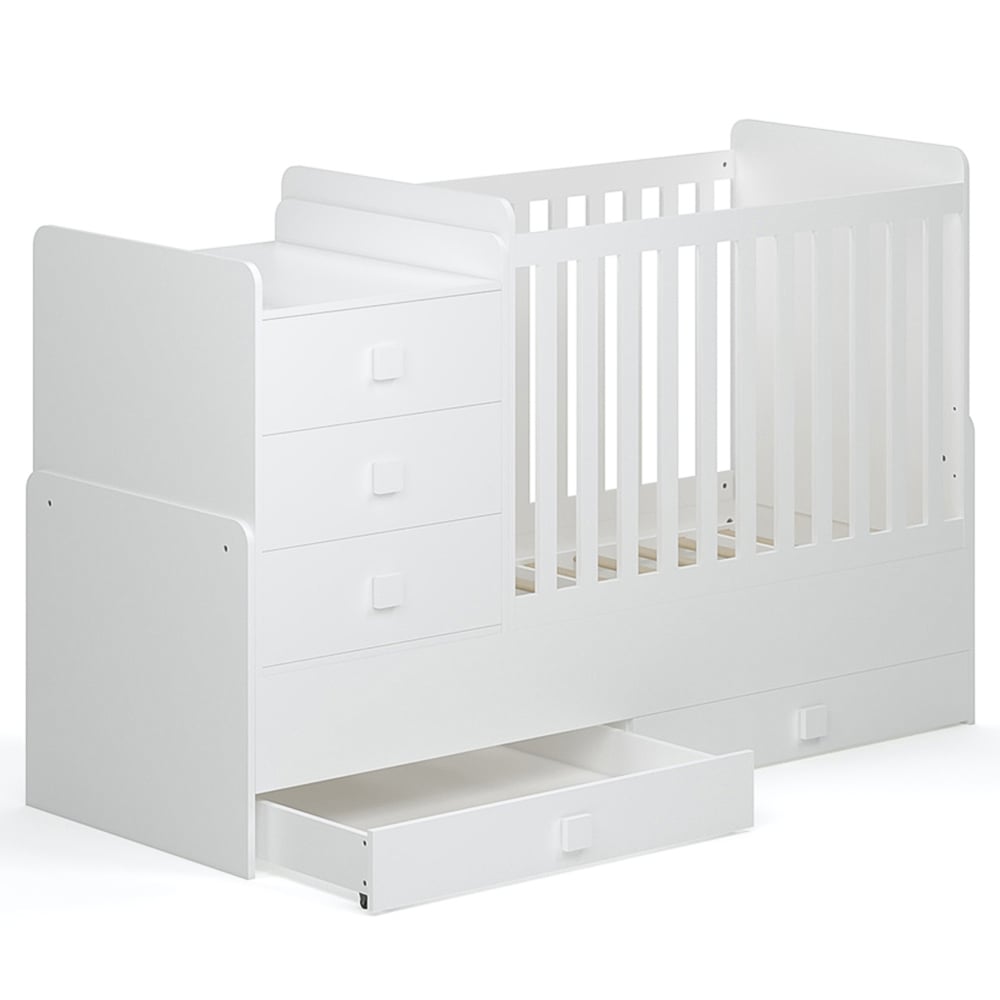 Kudl Combi 4 in 1 White Cot Bed Image 4