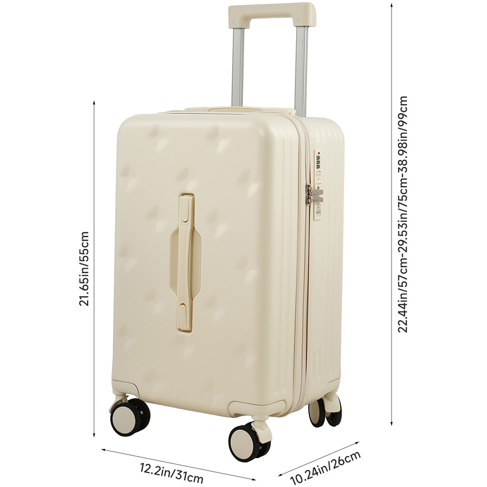 H&O Direct White ABS Hard Shell Suitcase with Cup Holder USB Port and Stickers 20 inch Image 6