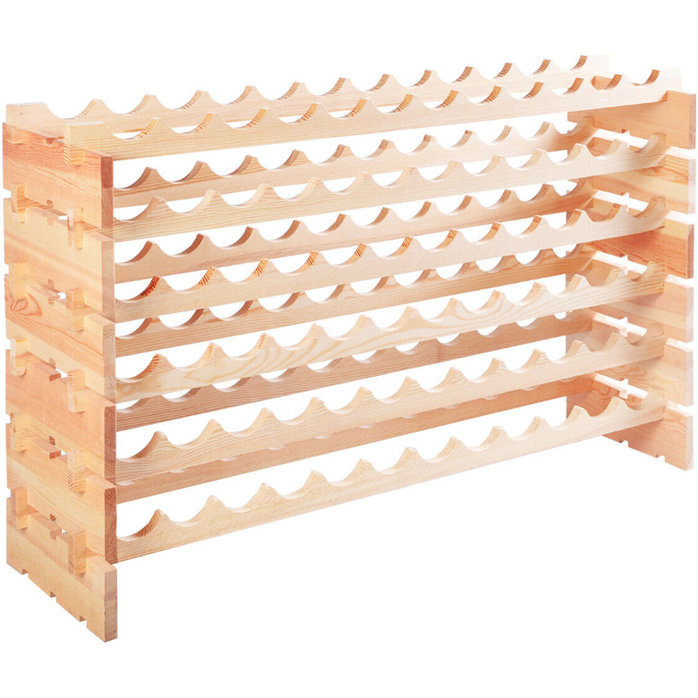 Costway 72 Bottle Wooden Stackable Wine Rack Image 1