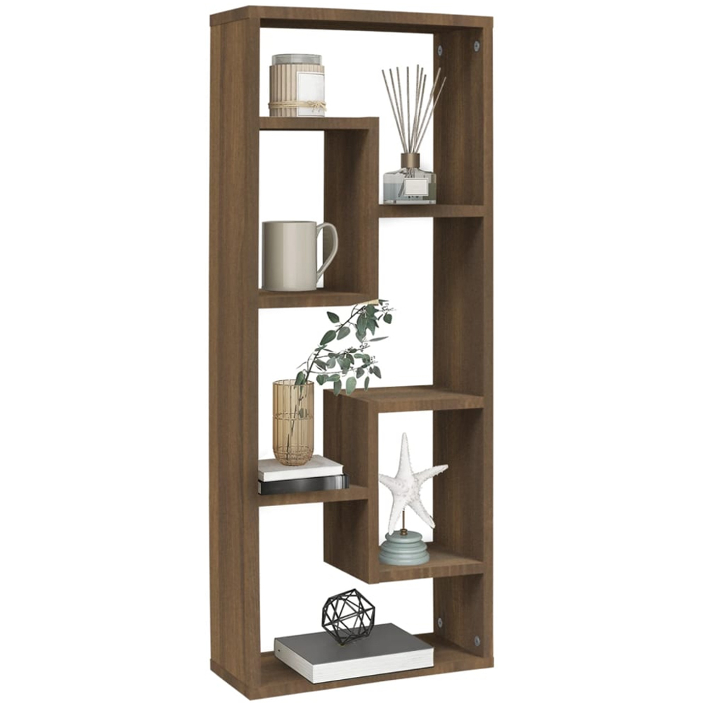 vidaXL 7 Shelf Brown Oak Floating Wall Shelf Image 6