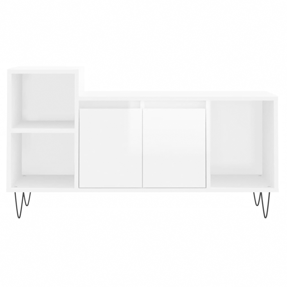 vidaXL 2 Door 3 Shelf High Gloss White TV Cabinet Image 5