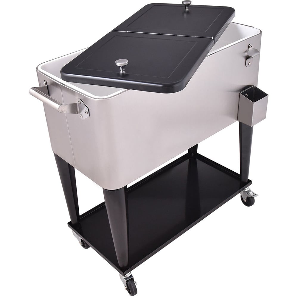 Costway Stainless Steel 76L Bar Party Drink Ice Bucket Trolley Car Cooler Image 4
