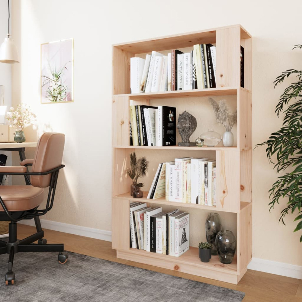 vidaXL 4 Shelf Natural Solid Pine Wood Bookcase Image 7