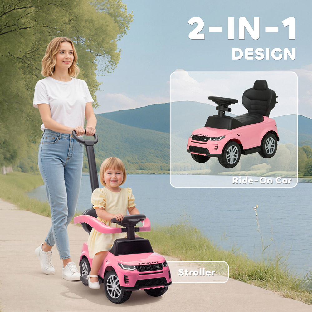 Tommy Toys AIYAPLAY 2-in-1 Pink Licensed Land Rover Baby Push Car with Guardrail Image 8
