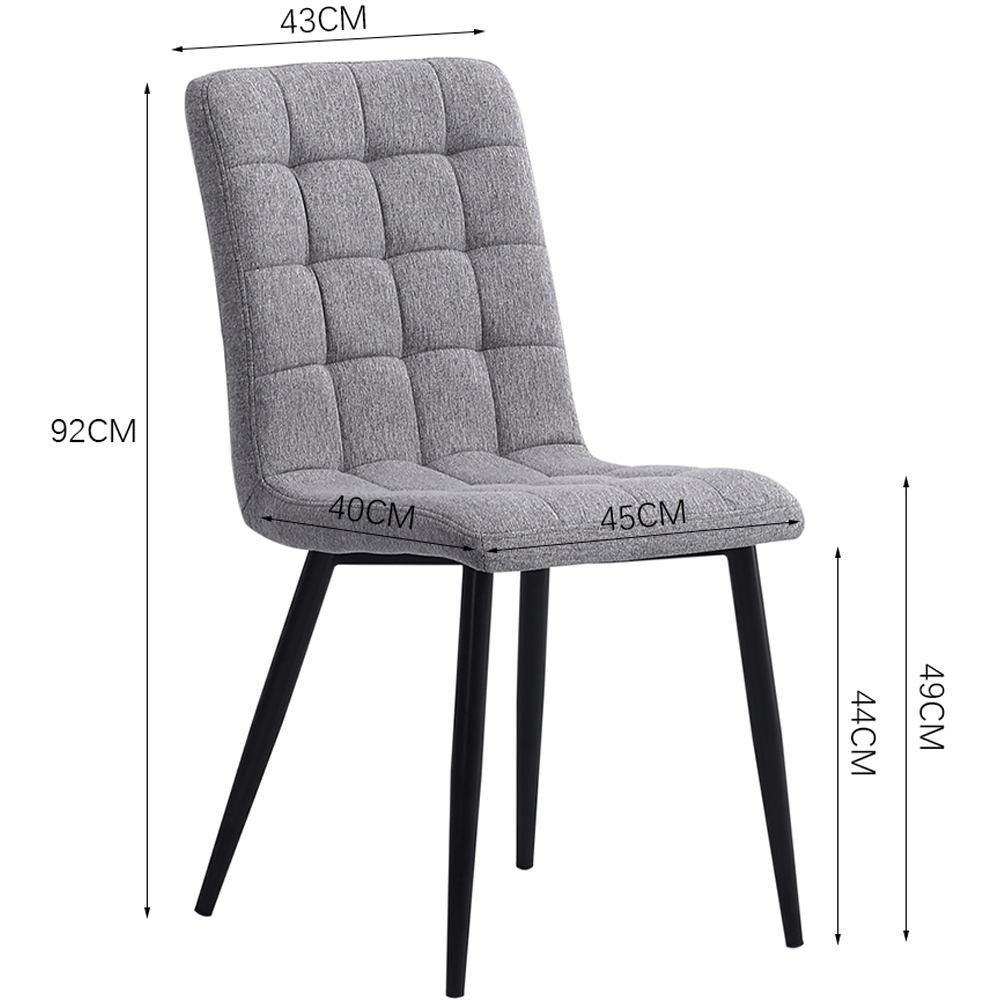 Living and Home Set of 4 Dark Grey Tufted Dining Chair Image 9