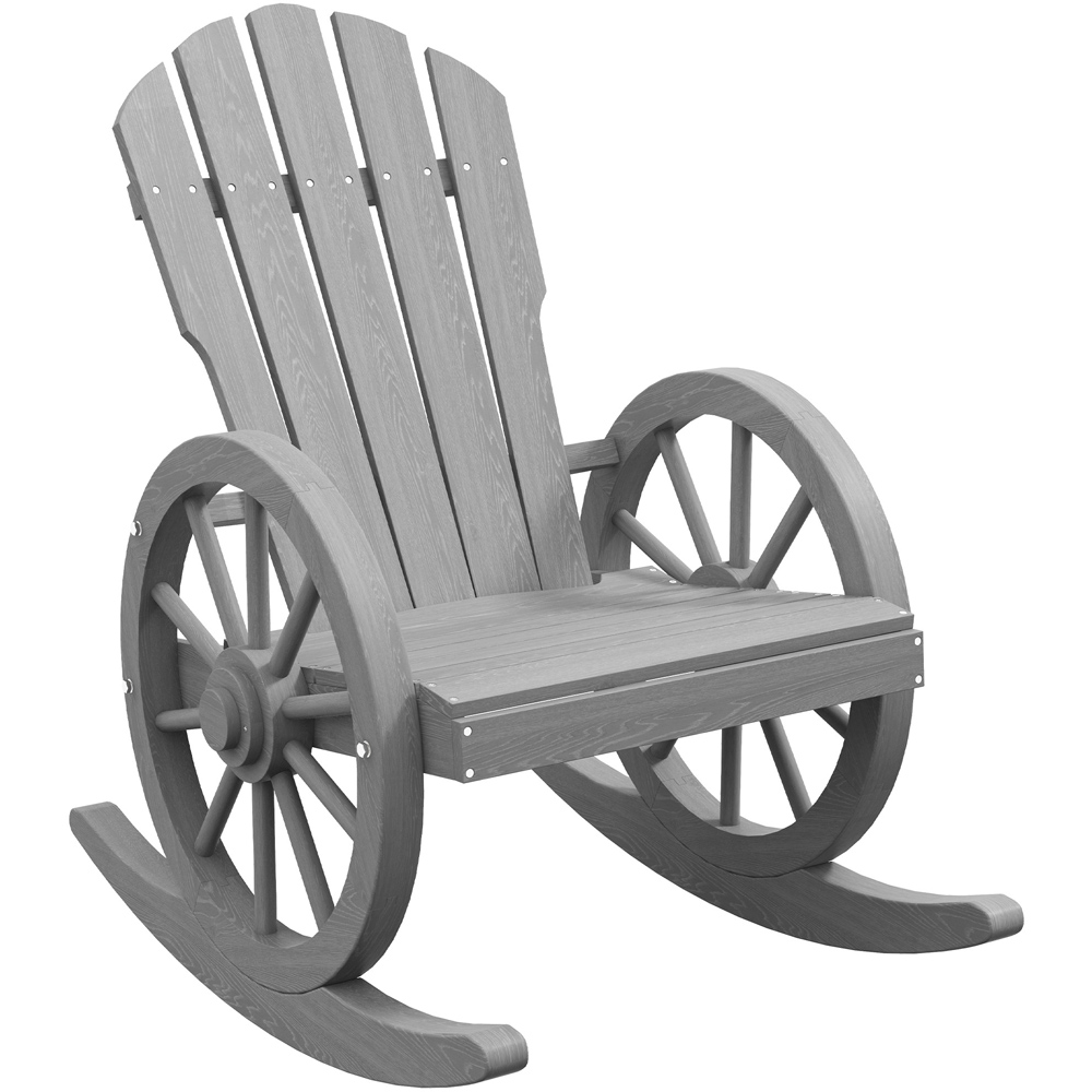 Outsunny Grey Adirondack Garden Rocking Chair Image 2