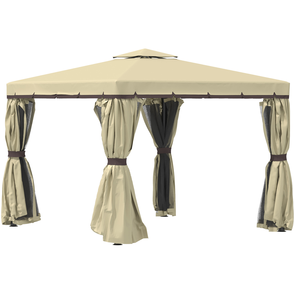 Outsunny 3.3 x 3.3m 2-Tier Beige Gazebo Shelter Tent Image 2