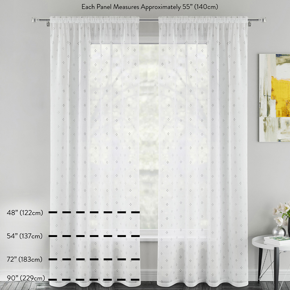 Tyrone Textiles Santorini Natural Linen Look Striped Eyelet Voile Panel Curtains 140 x 183cm Image 5