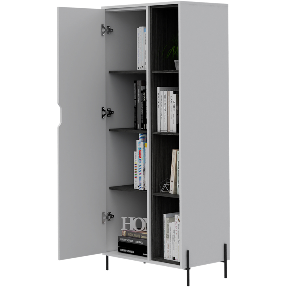 Core Products Dallas Single Door White and Carbon Grey Bookcase Display Cabinet Image 4
