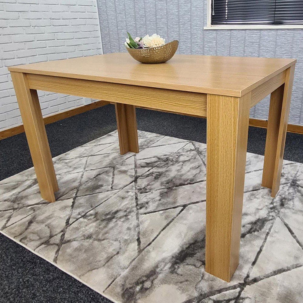 Portland 6 Seater Beige Wood Dining Table Image 1