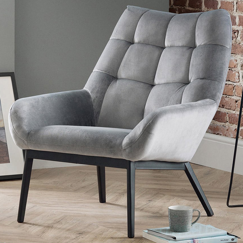 Julian Bowen Lucerne Grey Velvet Chair Image 1