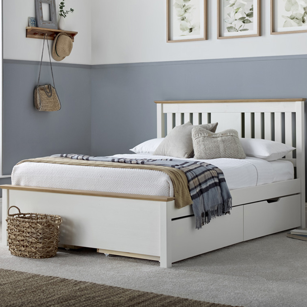 Chester Single Stone White and Oak Bed Frame Image 1