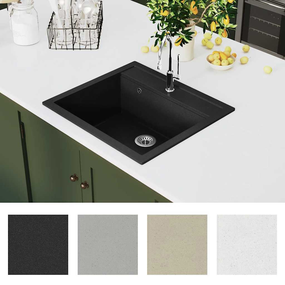 Wallplus Black Granite Single-Basin Kitchen Sink Image 6