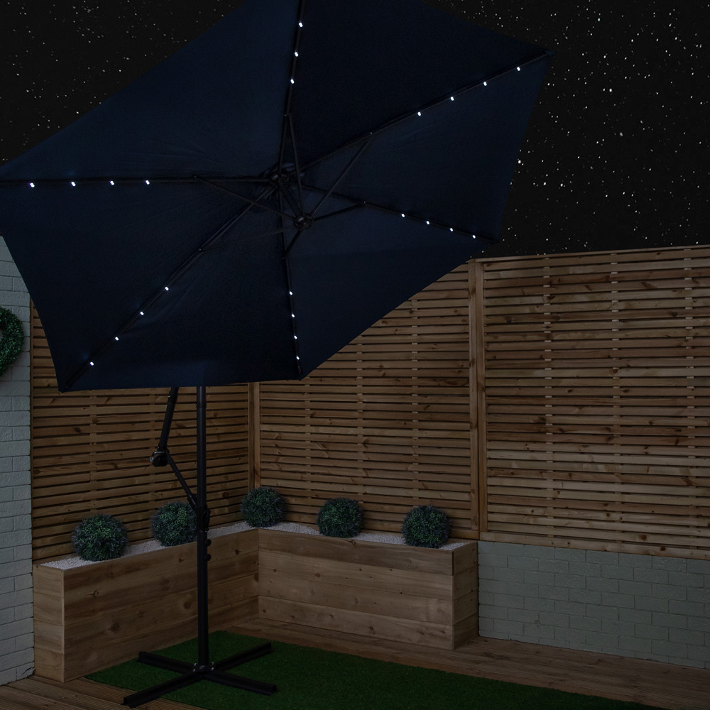 Samuel Alexander Blue Solar Powered Cantilever Garden Parasol with LED Lights 3m Image 9