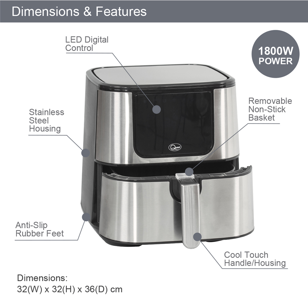 Quest Stainless Steel 5.5L Air Fryer Image 8