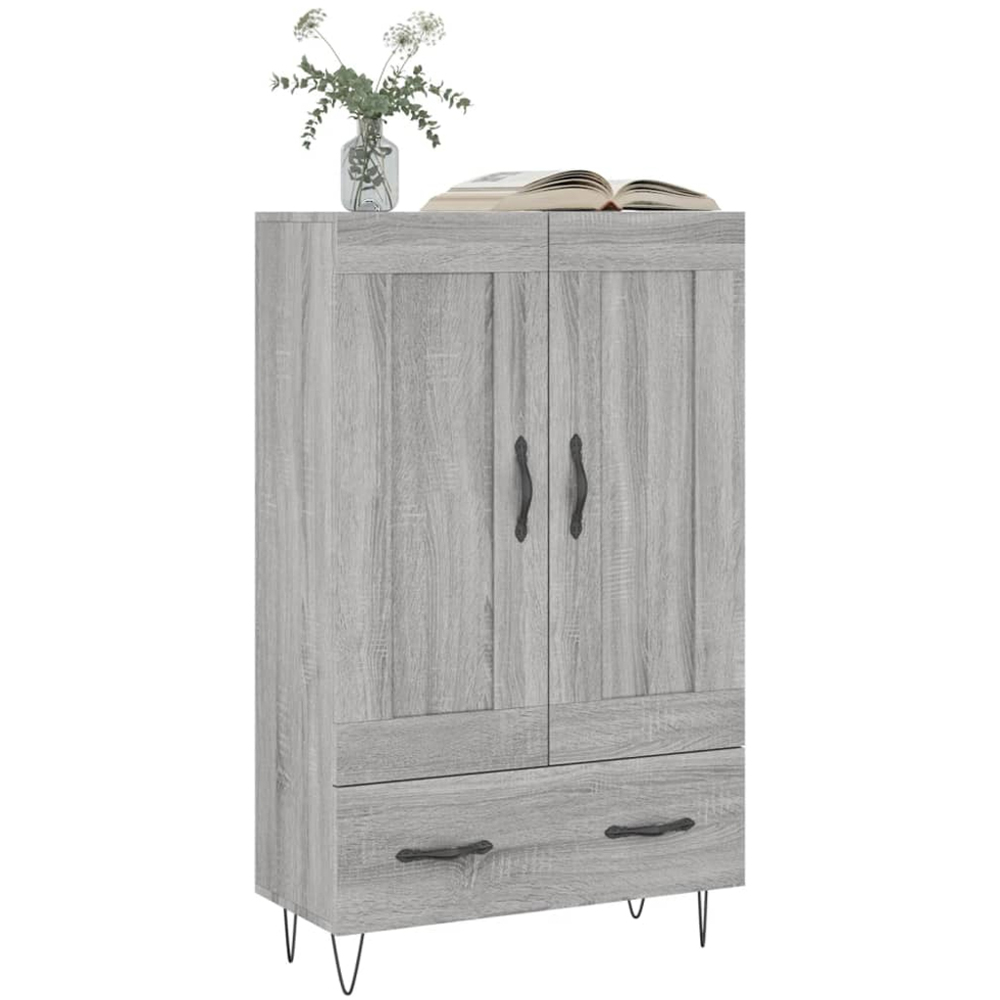 vidaXL 2 Door Single Drawer Grey Sonoma Highboard with Metal Legs Image 3