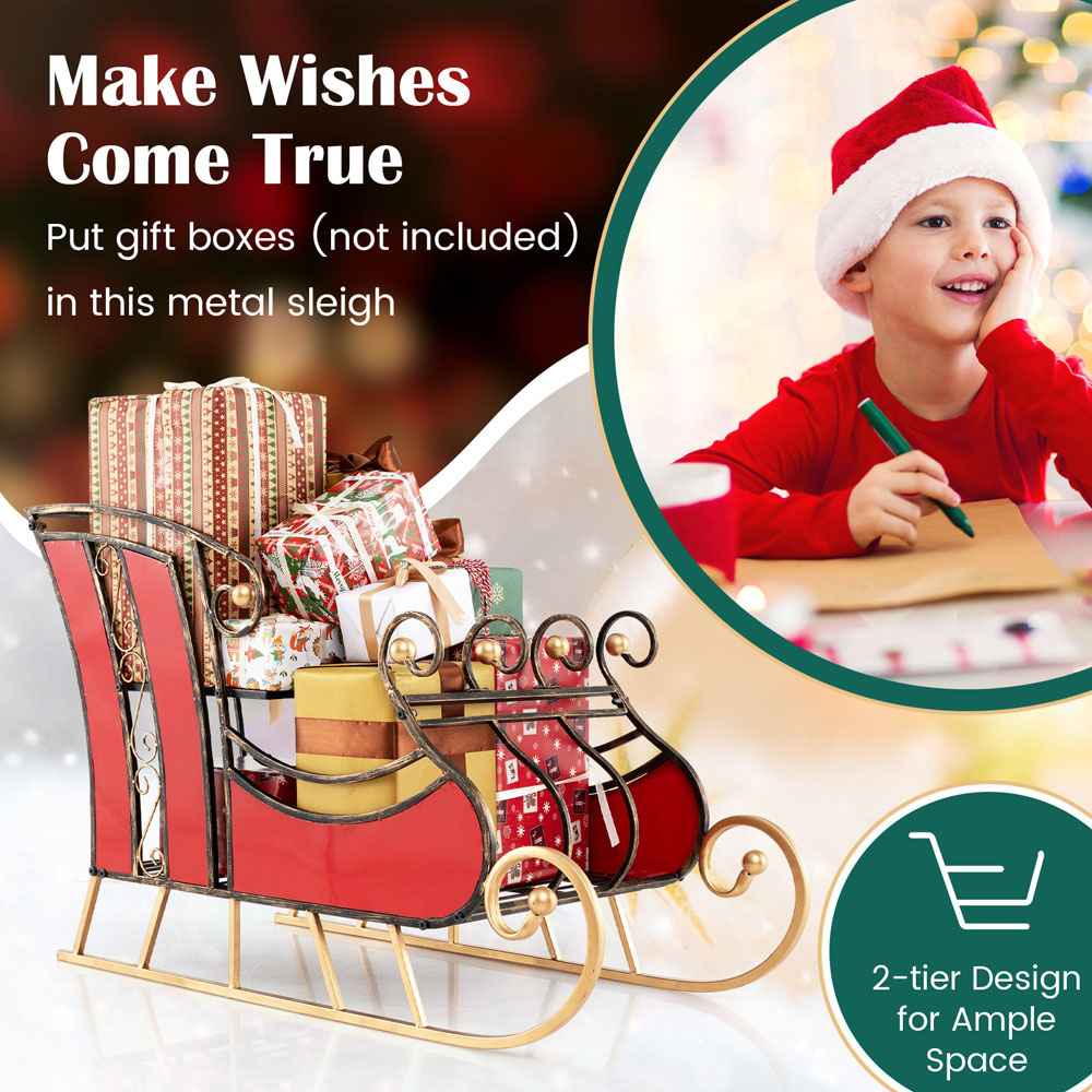 Costway 2 Shelf Santa Sleigh Storage Christmas Decoration Image 6