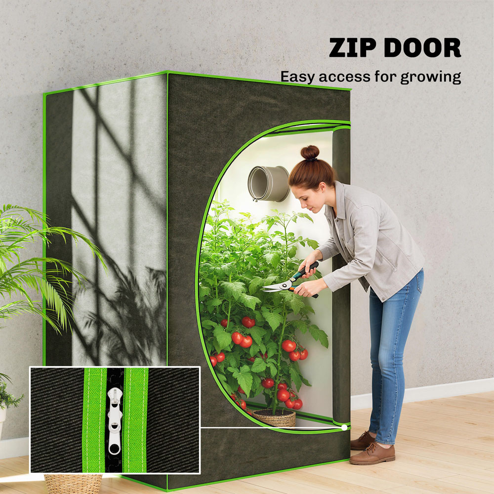 Outsunny Black Reflective Mylar Hydroponic 3.9 x 3.9ft Grow Tent Image 3