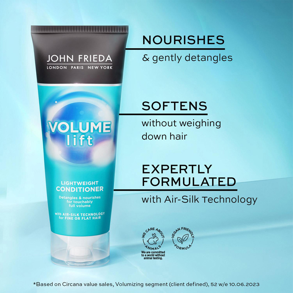 John Frieda Volume Lift Lightweight Fine or Flat Hair Care Conditioner 250ml 3 Pack Image 5