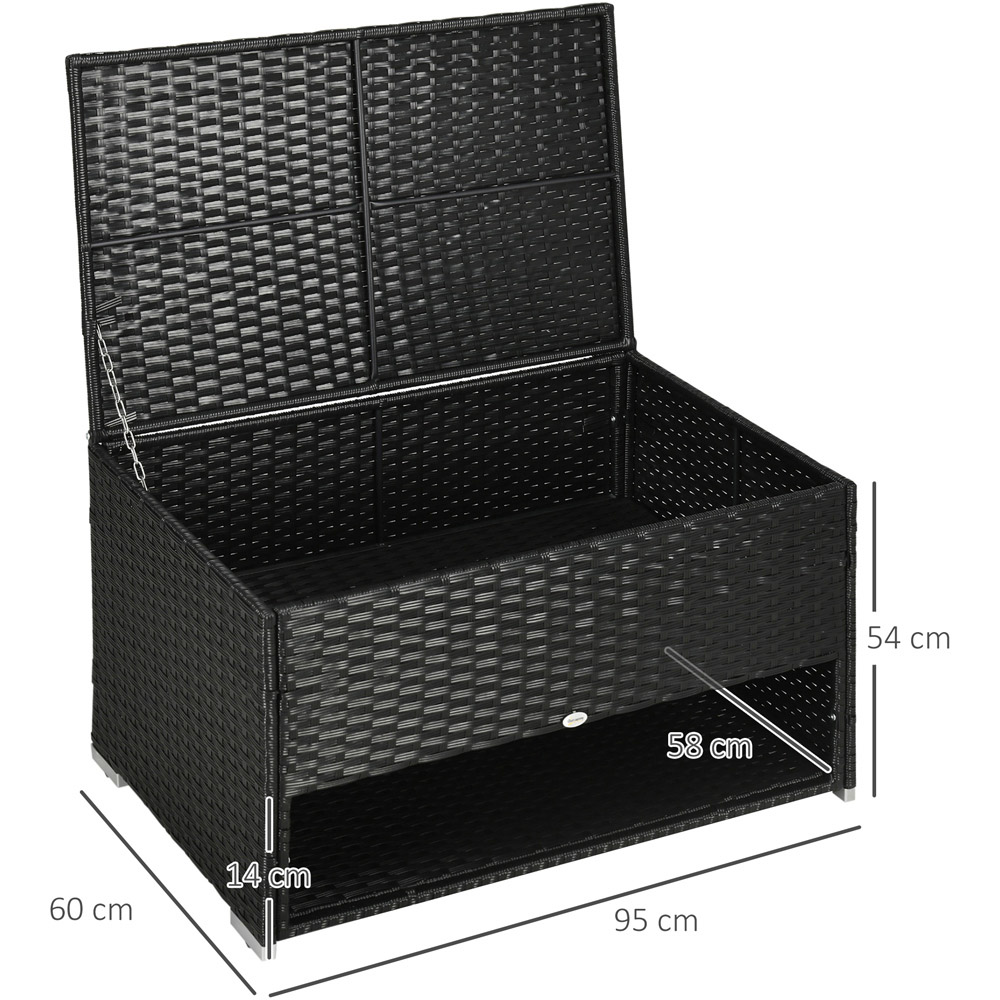 Outsunny Black Rattan Garden Storage Box Wilko