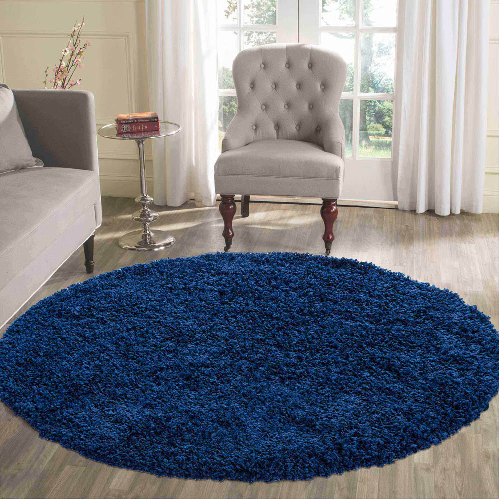Desire Rugs Oxford Navy Plain Round Shaggy Rug 120 x 120cm Image 2