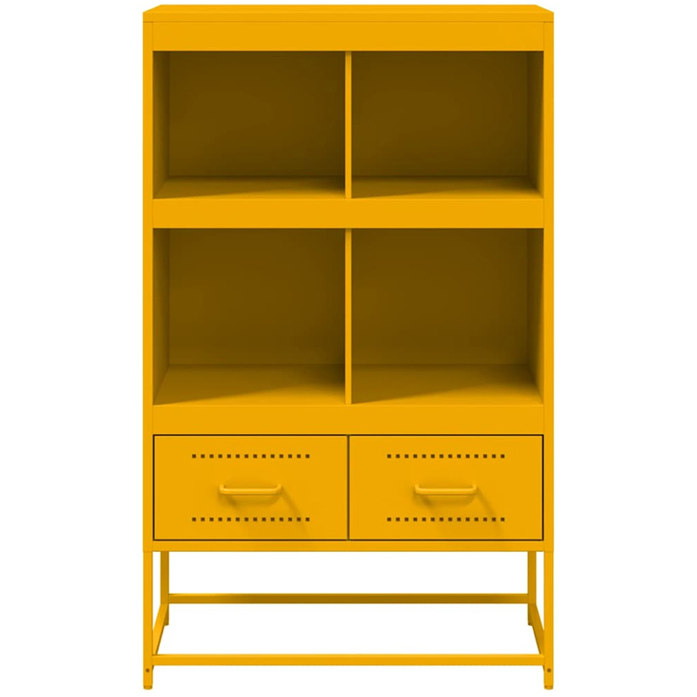 vidaXL 2 Drawer 4 Open Shelf Mustard Yellow Steel Highboard Image 4